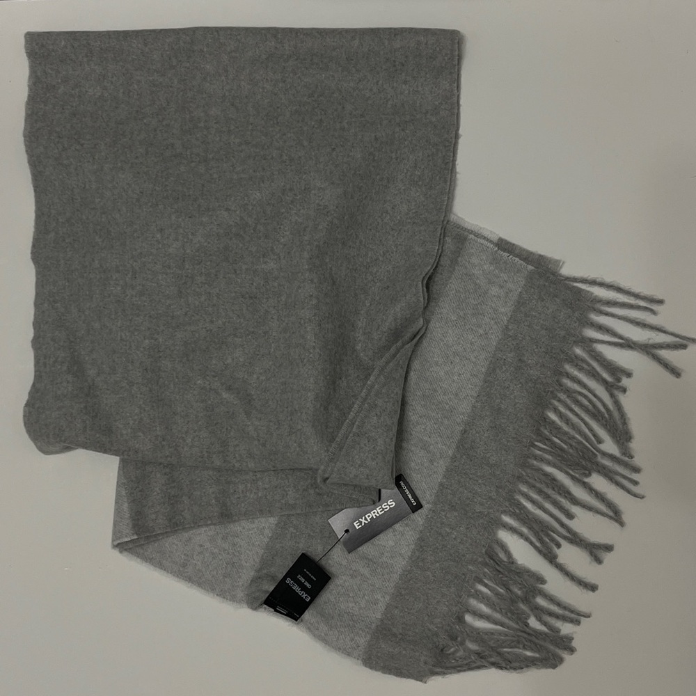 Express Dark Gray with Light Gray Stripe details Scarf